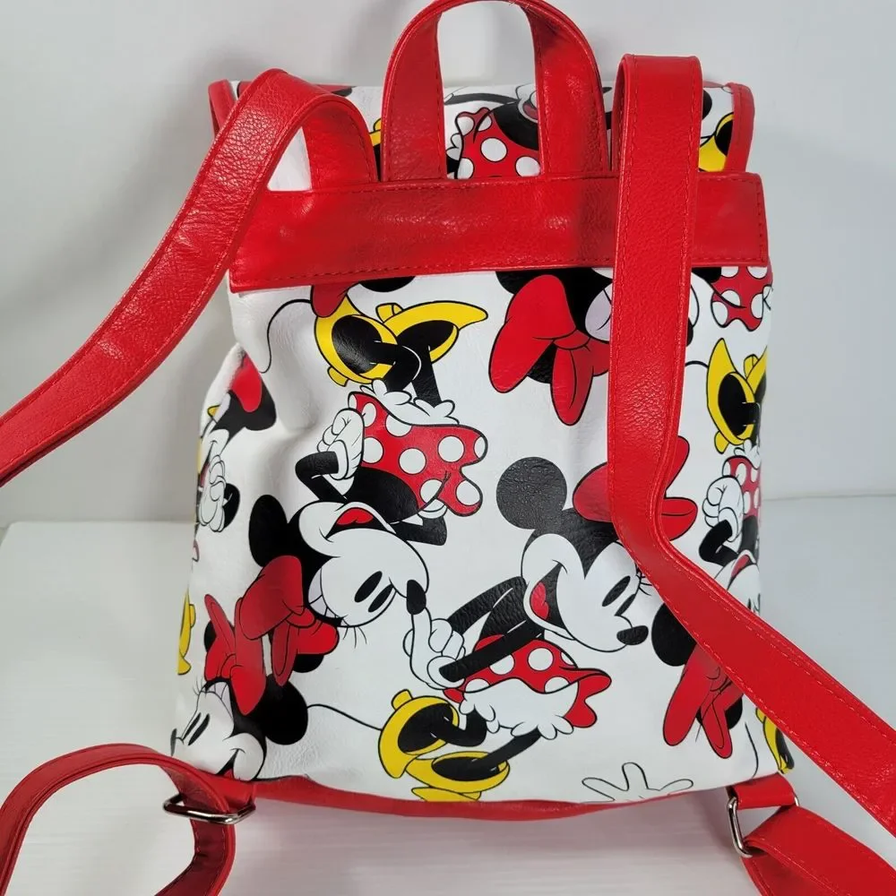 Loungefly Minnie Mouse Drawstring Backpack Disney All Over Print Bag Purse